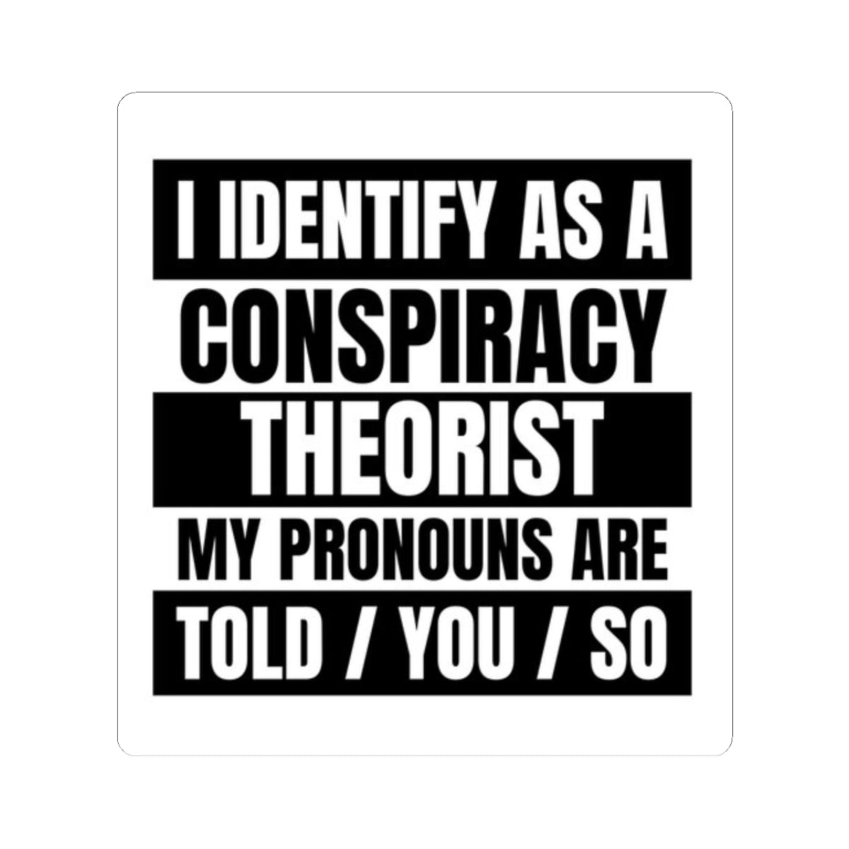 Funny Conspiracy Theorist Stickers, Laptop Decals, Unique Gift for Friends, Quirky Home Decor, Statement Wall Art