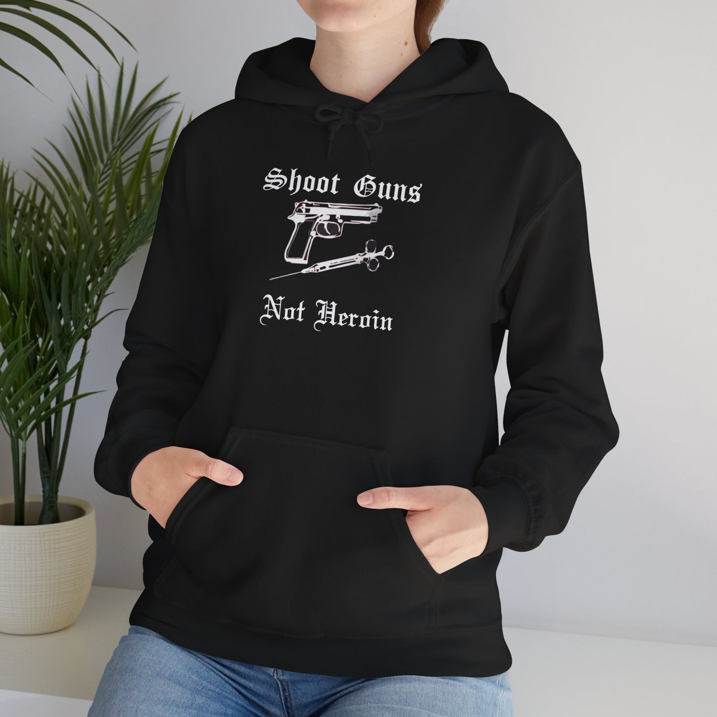 Shoot Guns Not Heroin Anti Drug Hoodie, Sobriety Recovery Streetwear Sweatshirt | Russian Roulette