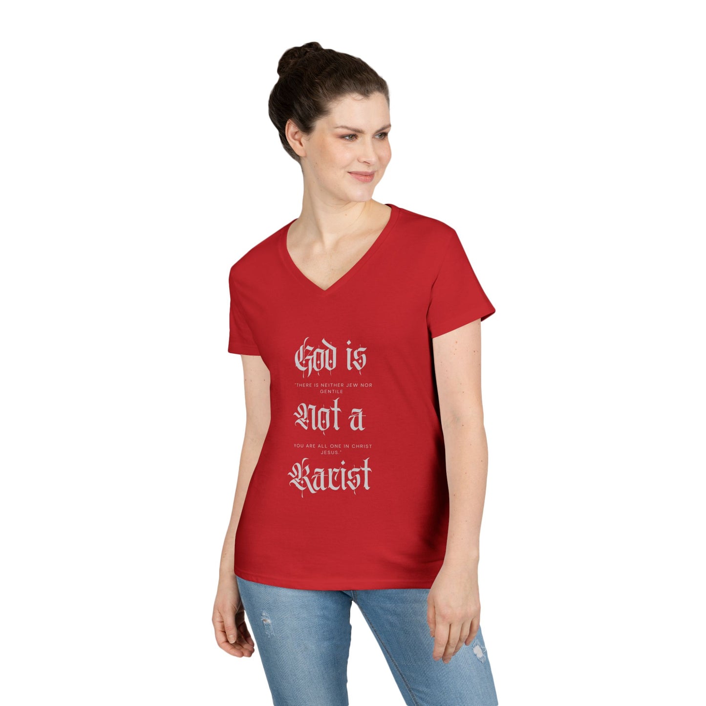 V-Neck T-Shirt - Antidispensationalist Anti-Christian Zionist Gothic Shirt