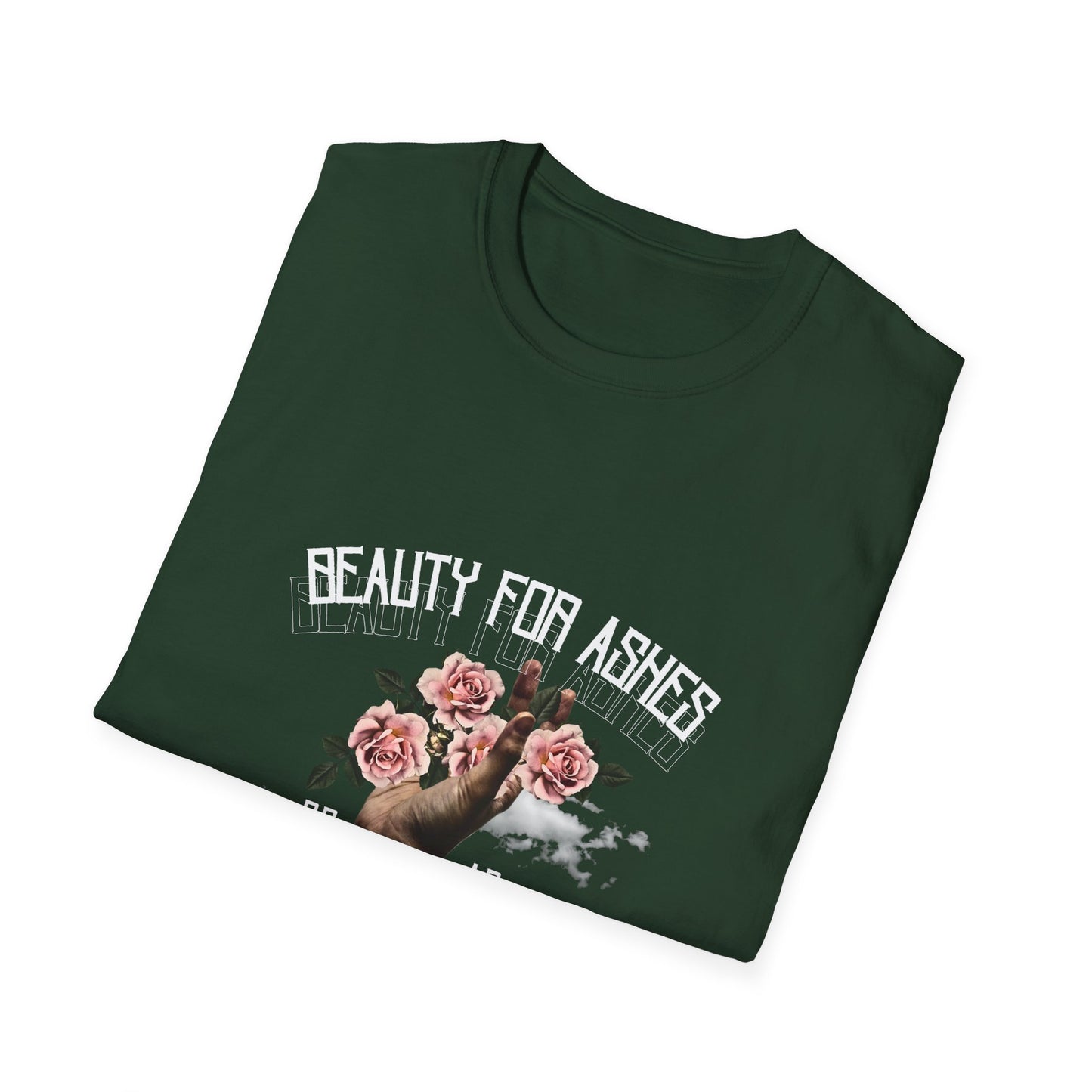 Beauty For Ashes Hand Grasping Roses Feminine Tee, Christian Trauma Survivor Shirt