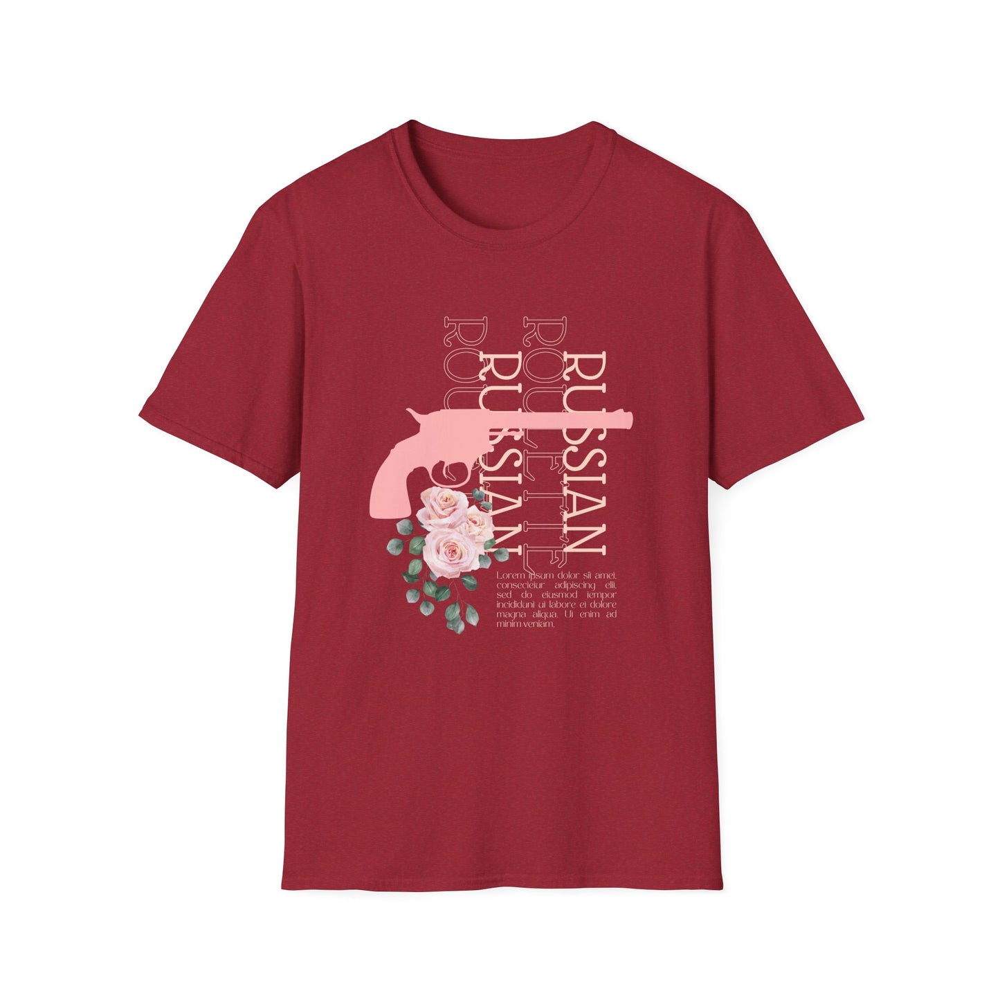 Russian Rose Gun Unisex T-Shirt, Casual Graphic Tee, Unique Gift, Statement Shirt, Trendy Streetwear