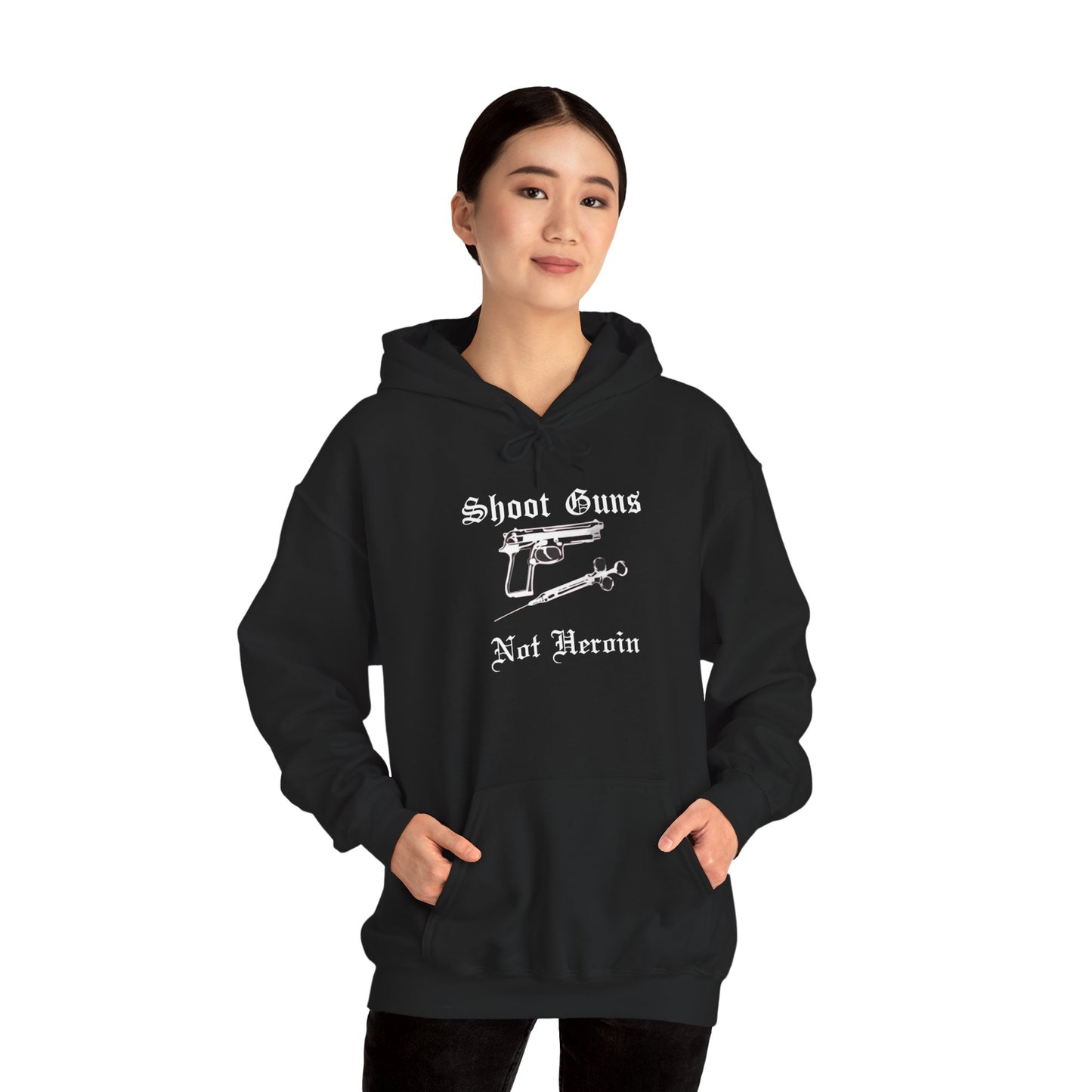 Shoot Guns Not Heroin Anti Drug Hoodie, Sobriety Recovery Streetwear Sweatshirt | Russian Roulette