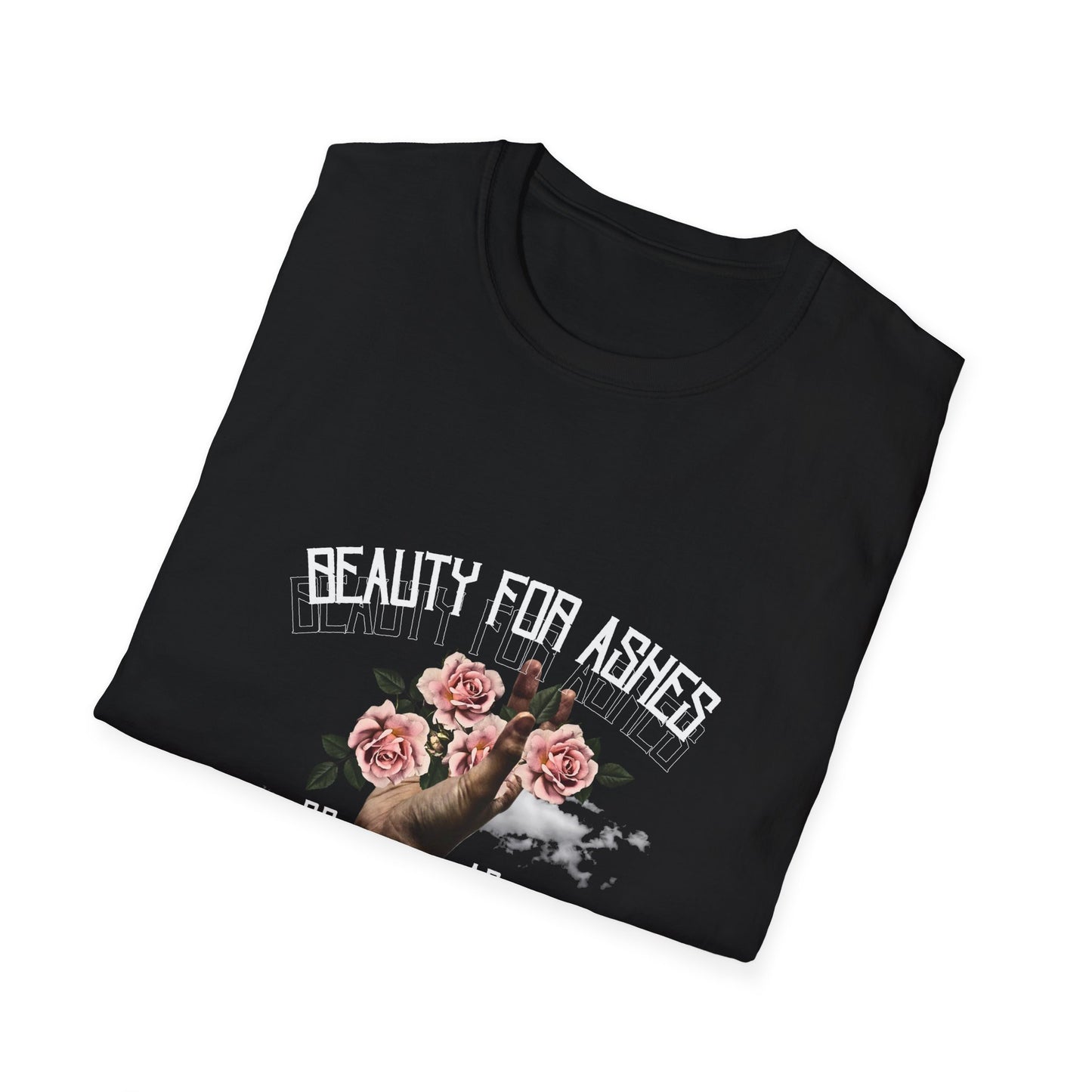 Beauty For Ashes Hand Grasping Roses Feminine Tee, Christian Trauma Survivor Shirt
