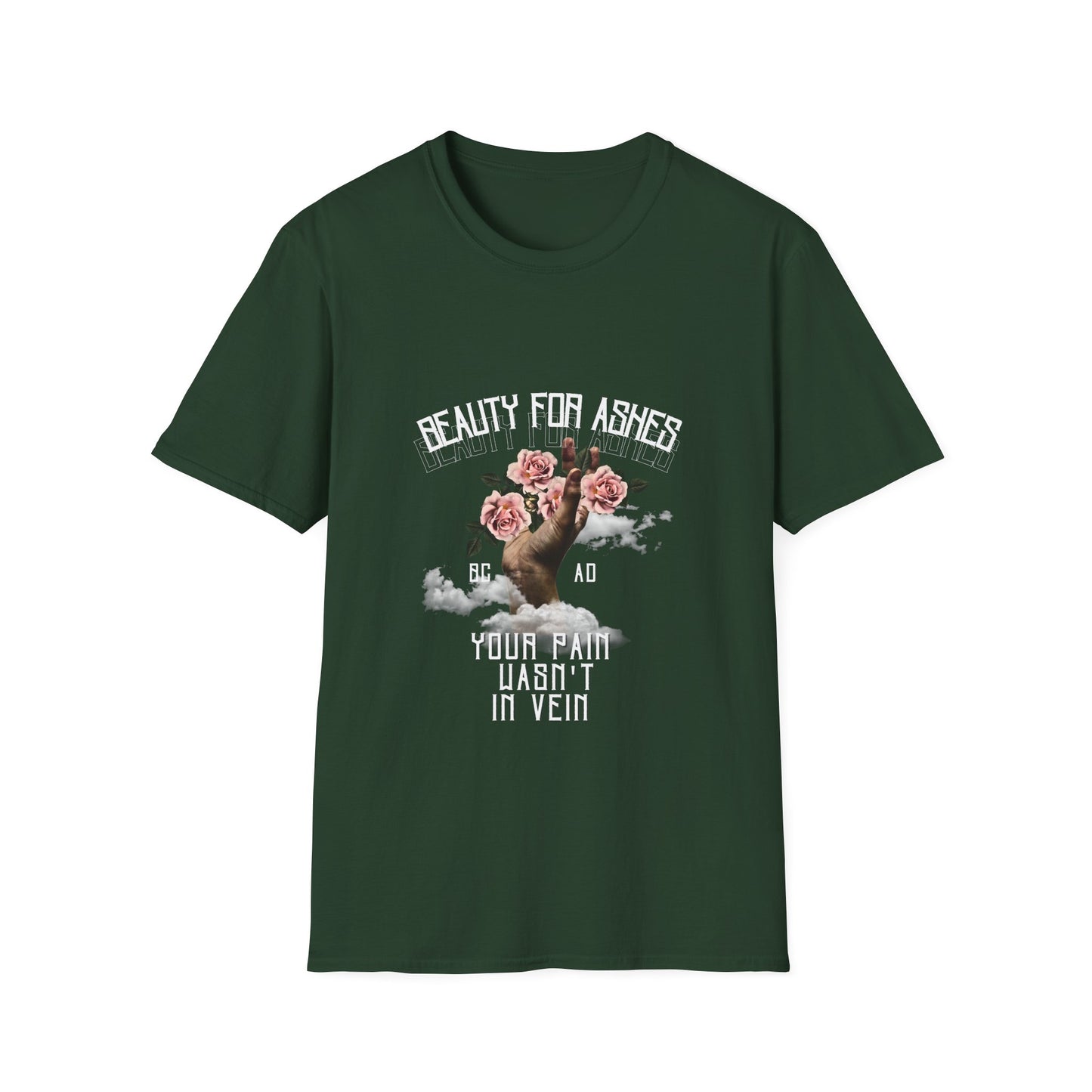 Beauty For Ashes Hand Grasping Roses Feminine Tee, Christian Trauma Survivor Shirt