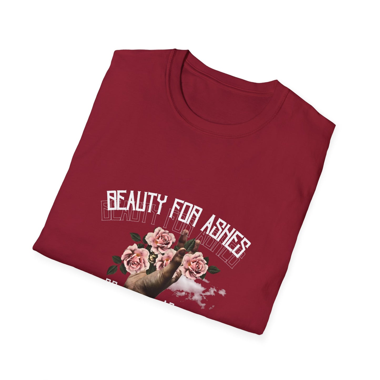Beauty For Ashes Hand Grasping Roses Feminine Tee, Christian Trauma Survivor Shirt