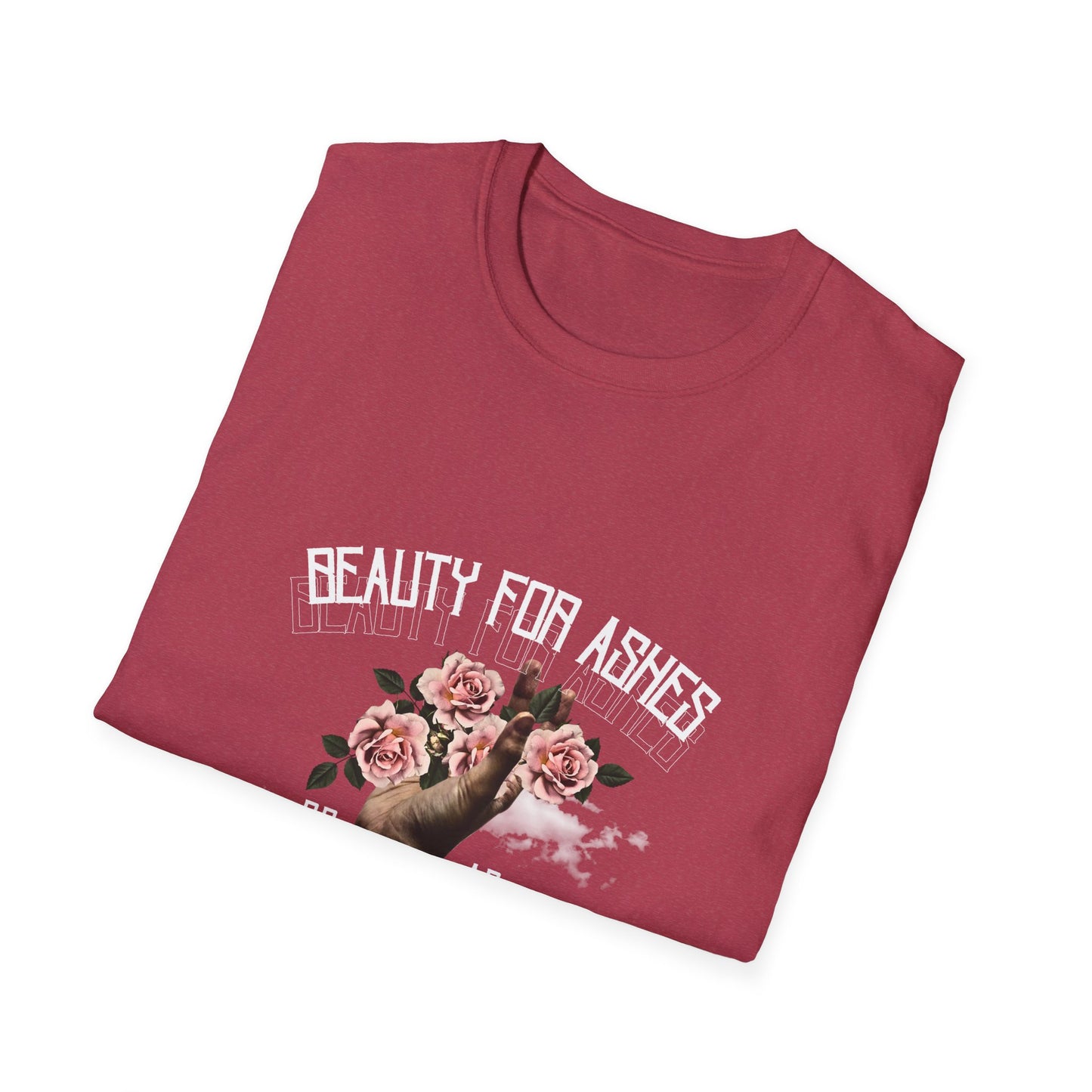 Beauty For Ashes Hand Grasping Roses Feminine Tee, Christian Trauma Survivor Shirt