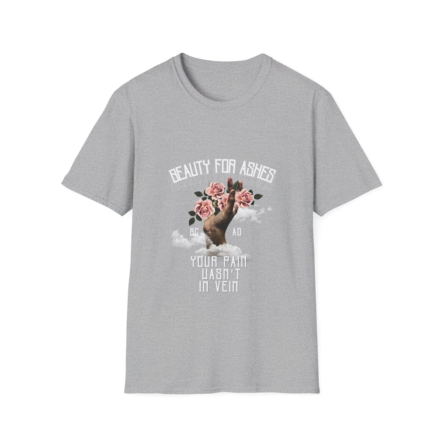 Beauty For Ashes Hand Grasping Roses Feminine Tee, Christian Trauma Survivor Shirt