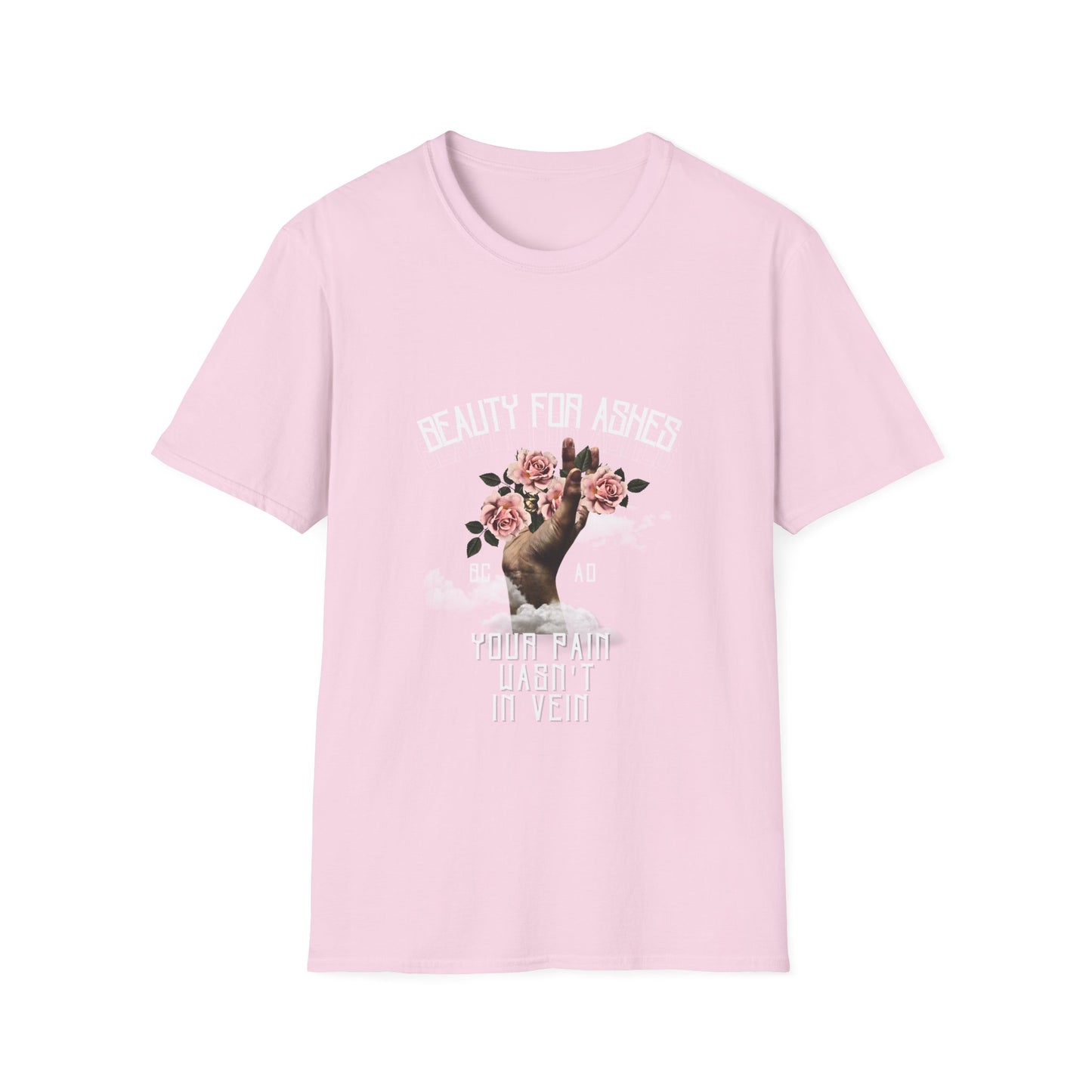 Beauty For Ashes Hand Grasping Roses Feminine Tee, Christian Trauma Survivor Shirt