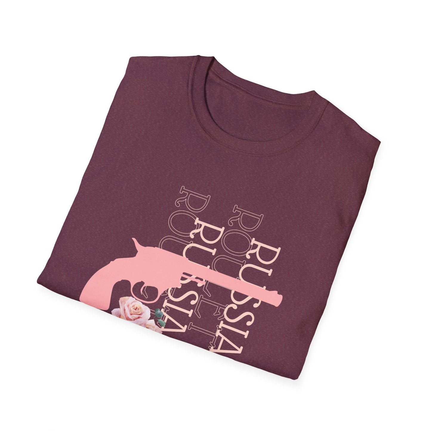 Russian Rose Gun Unisex T-Shirt, Casual Graphic Tee, Unique Gift, Statement Shirt, Trendy Streetwear