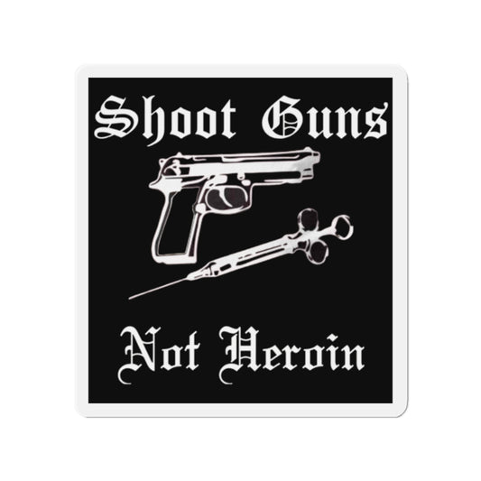 Die-Cut Magnets with Bold Statements, Gun and Needle Design, Unique Wall Decor, Gift for Advocates, Anti-Drug Humor