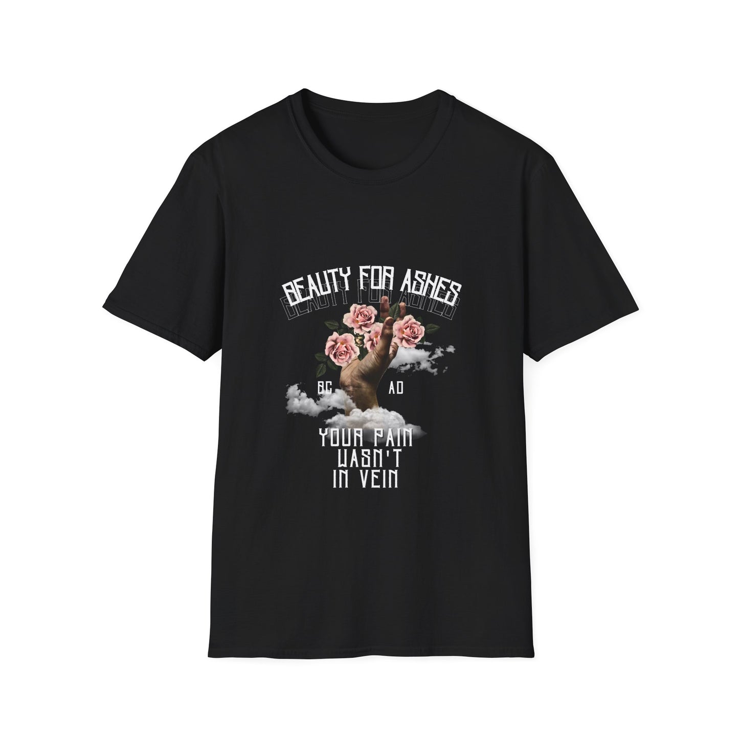 Beauty For Ashes Hand Grasping Roses Feminine Tee, Christian Trauma Survivor Shirt