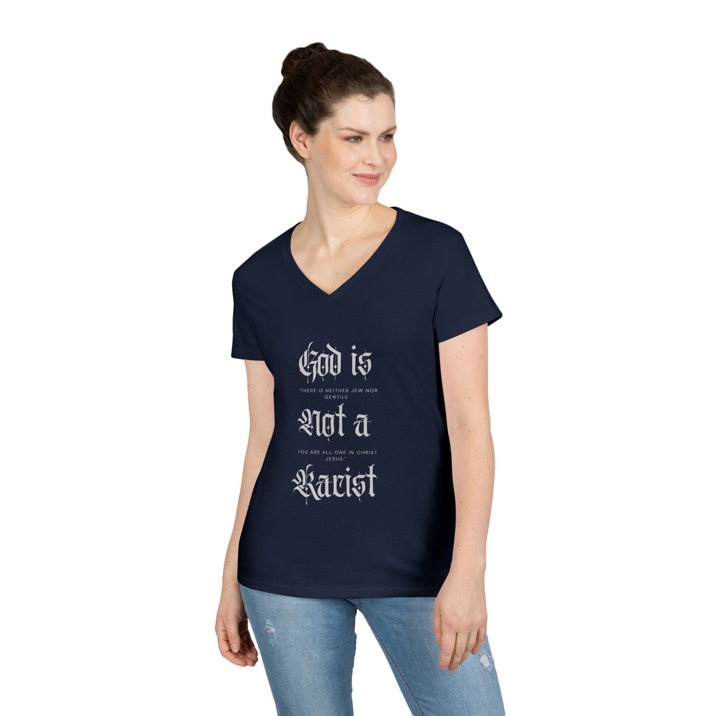 V-Neck T-Shirt - Antidispensationalist Anti-Christian Zionist Gothic Shirt