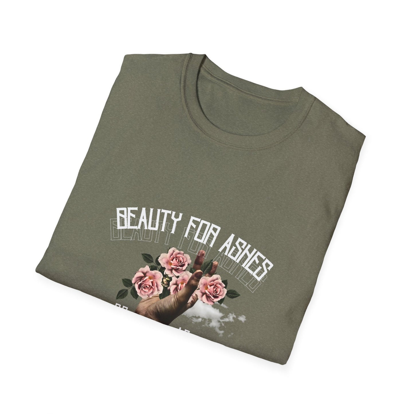 Beauty For Ashes Hand Grasping Roses Feminine Tee, Christian Trauma Survivor Shirt