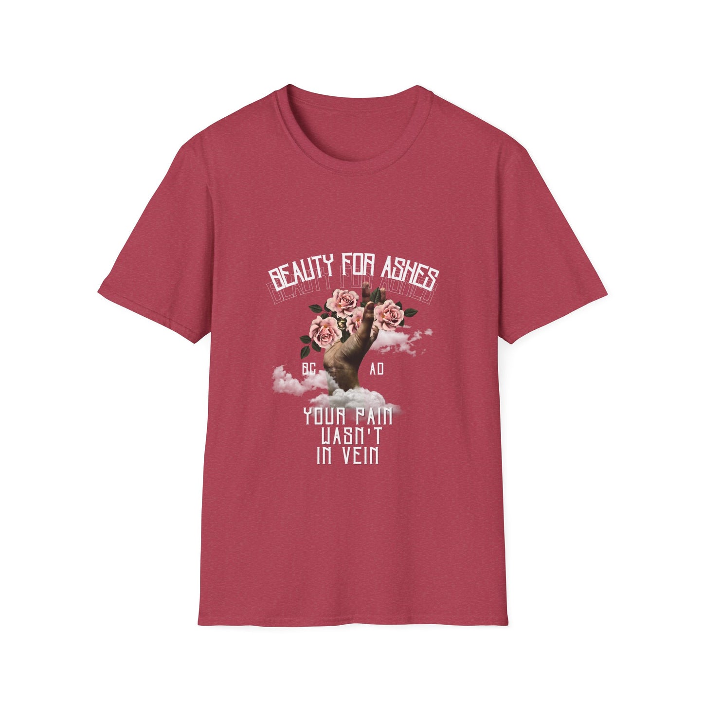 Beauty For Ashes Hand Grasping Roses Feminine Tee, Christian Trauma Survivor Shirt
