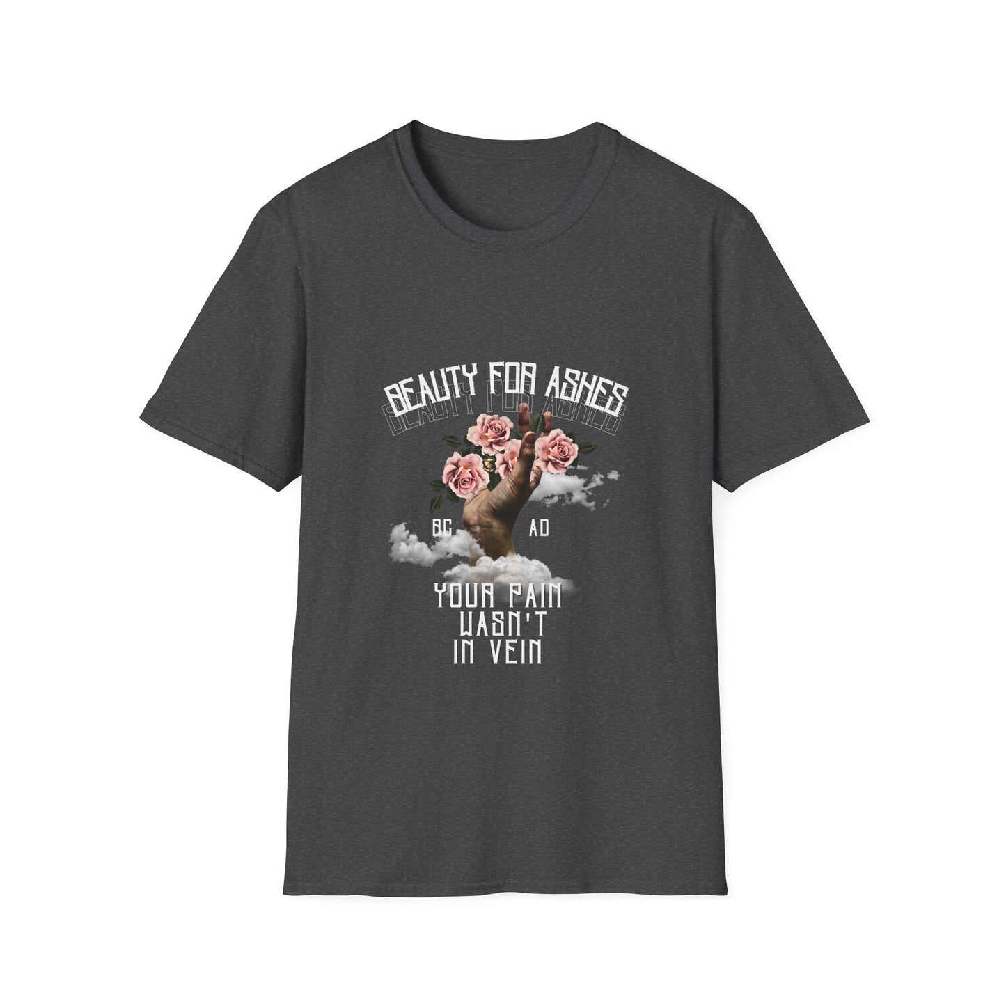 Beauty For Ashes Hand Grasping Roses Feminine Tee, Christian Trauma Survivor Shirt