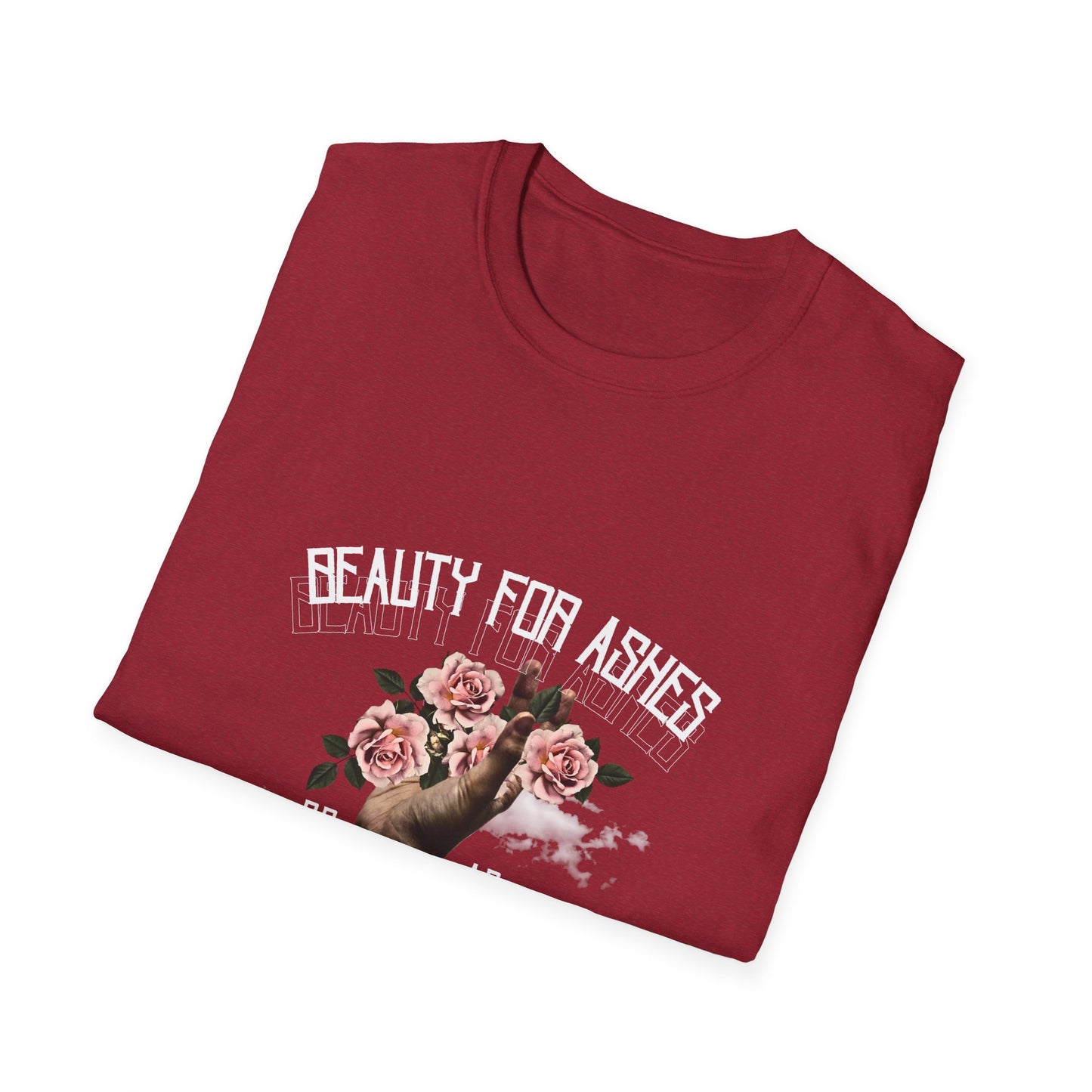 Beauty For Ashes Hand Grasping Roses Feminine Tee, Christian Trauma Survivor Shirt