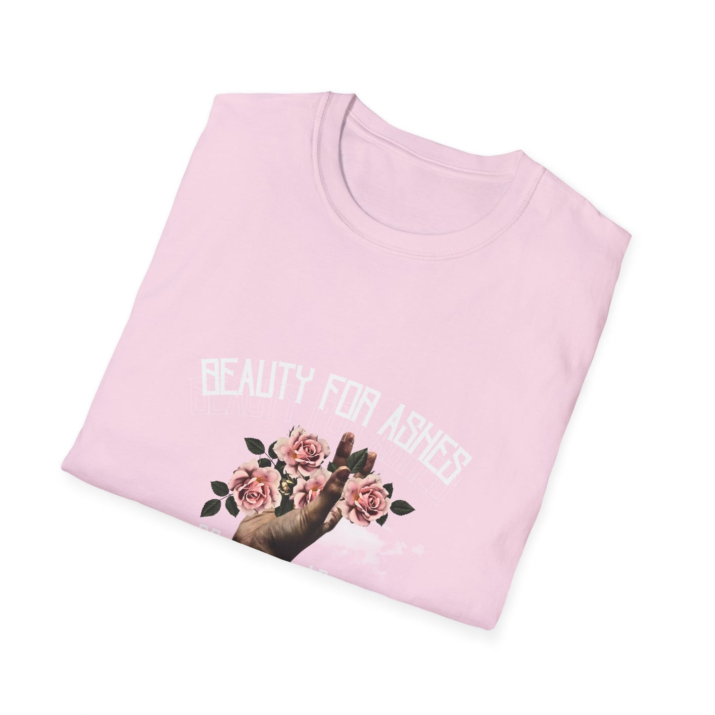 Beauty For Ashes Hand Grasping Roses Feminine Tee, Christian Trauma Survivor Shirt