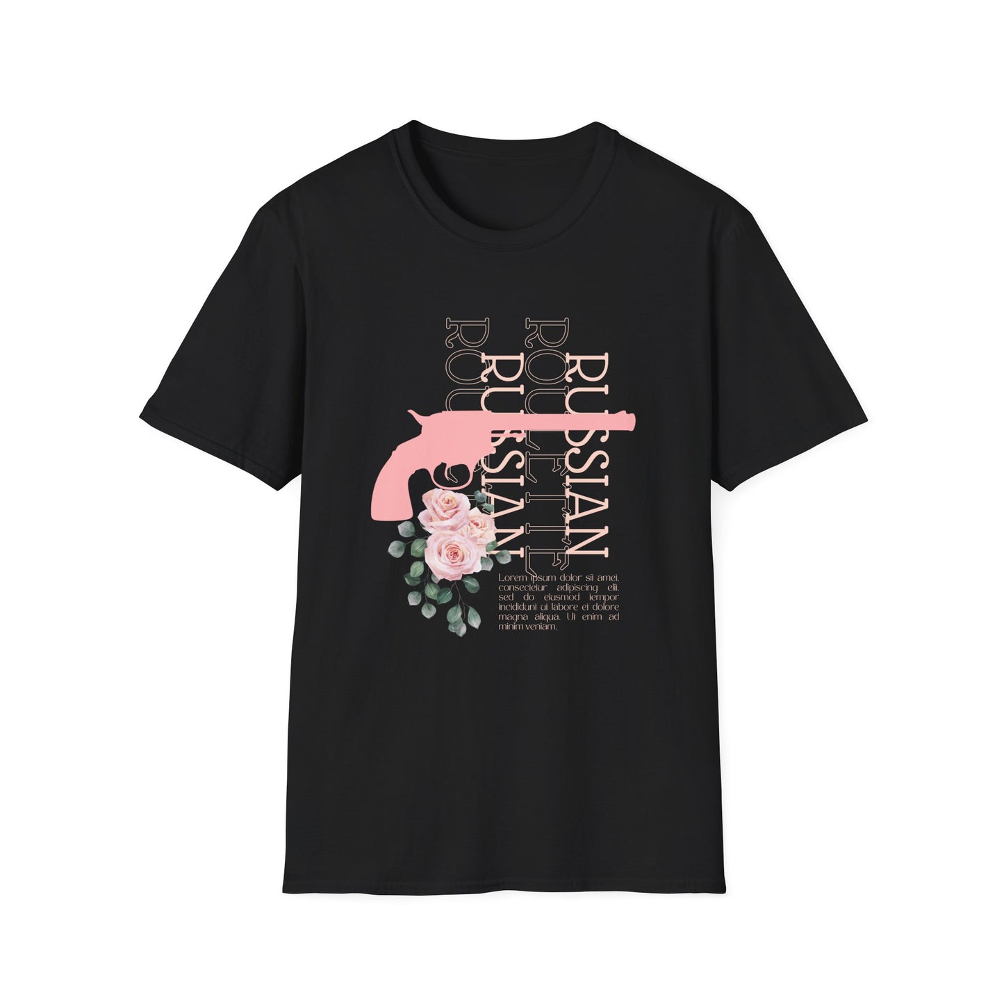 Russian Rose Gun Unisex T-Shirt, Casual Graphic Tee, Unique Gift, Statement Shirt, Trendy Streetwear