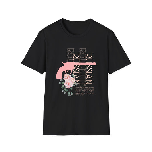 Russian Rose Gun Unisex T-Shirt, Casual Graphic Tee, Unique Gift, Statement Shirt, Trendy Streetwear