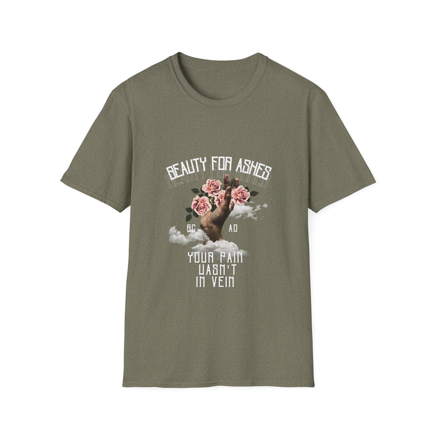 Beauty For Ashes Hand Grasping Roses Feminine Tee, Christian Trauma Survivor Shirt