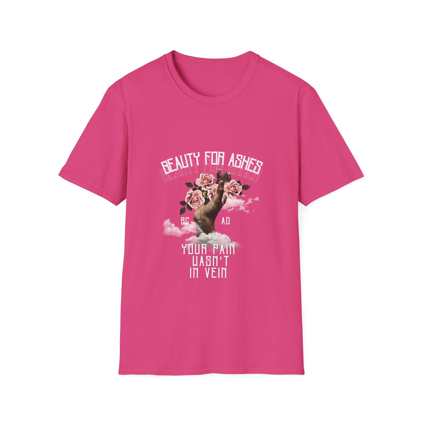 Beauty For Ashes Hand Grasping Roses Feminine Tee, Christian Trauma Survivor Shirt