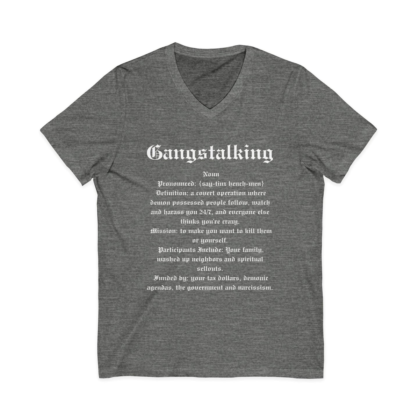 Gangstalking Anti Government Anti Surveillance Definition V Neck Shirt Tee