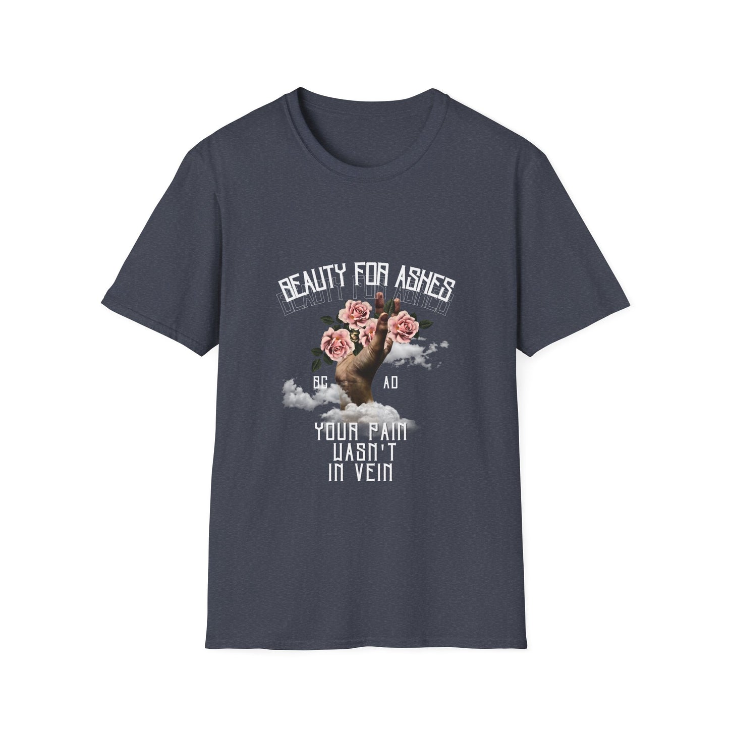 Beauty For Ashes Hand Grasping Roses Feminine Tee, Christian Trauma Survivor Shirt